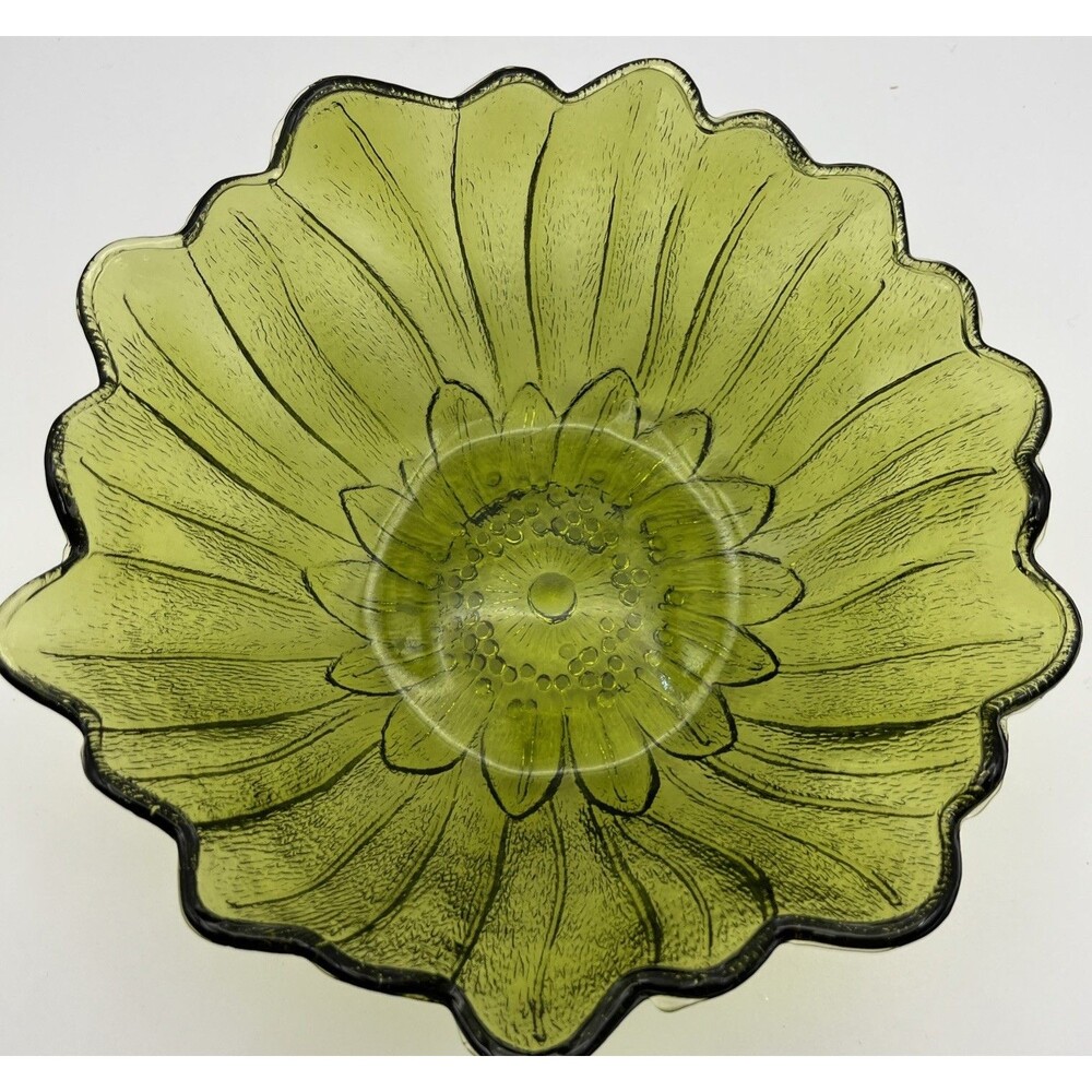 Vintage Bowl, "Lily Pons" Olive Green Glass, Pattern #605